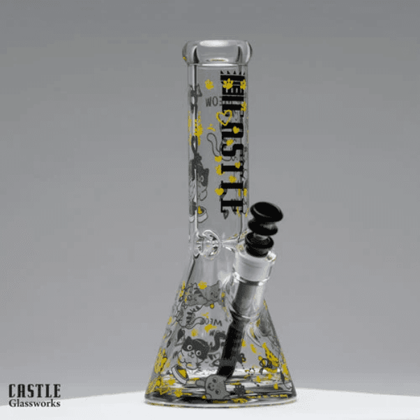 Castle Glass Beaker Bong Kitty