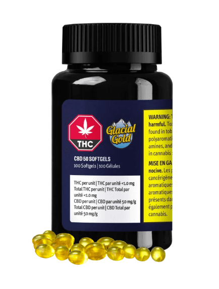Glacial Gold CBD 50 Softgels 100 Caps