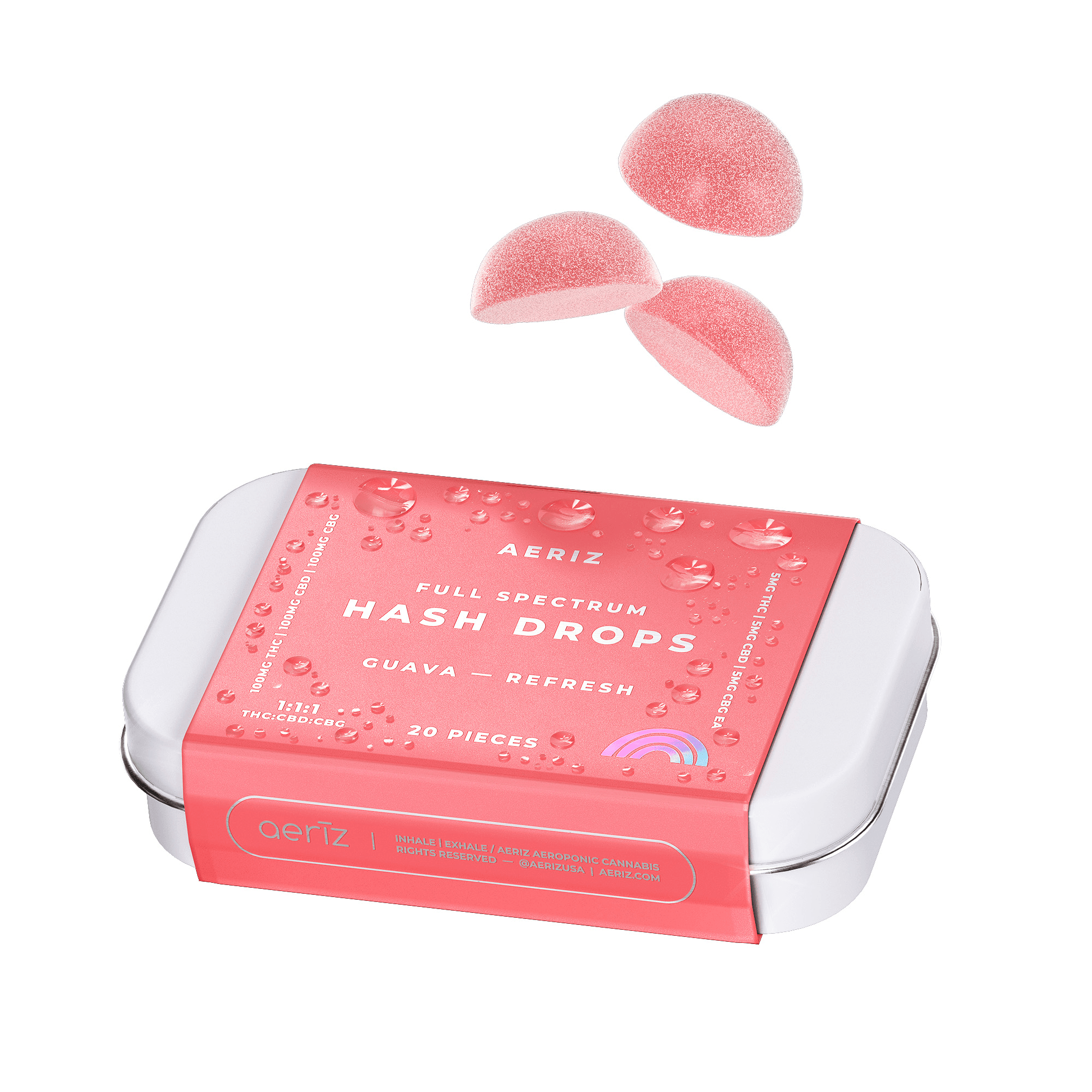 Aeriz Guava 1:1:1 THC:CBD:CBG Hash Drops Gummies