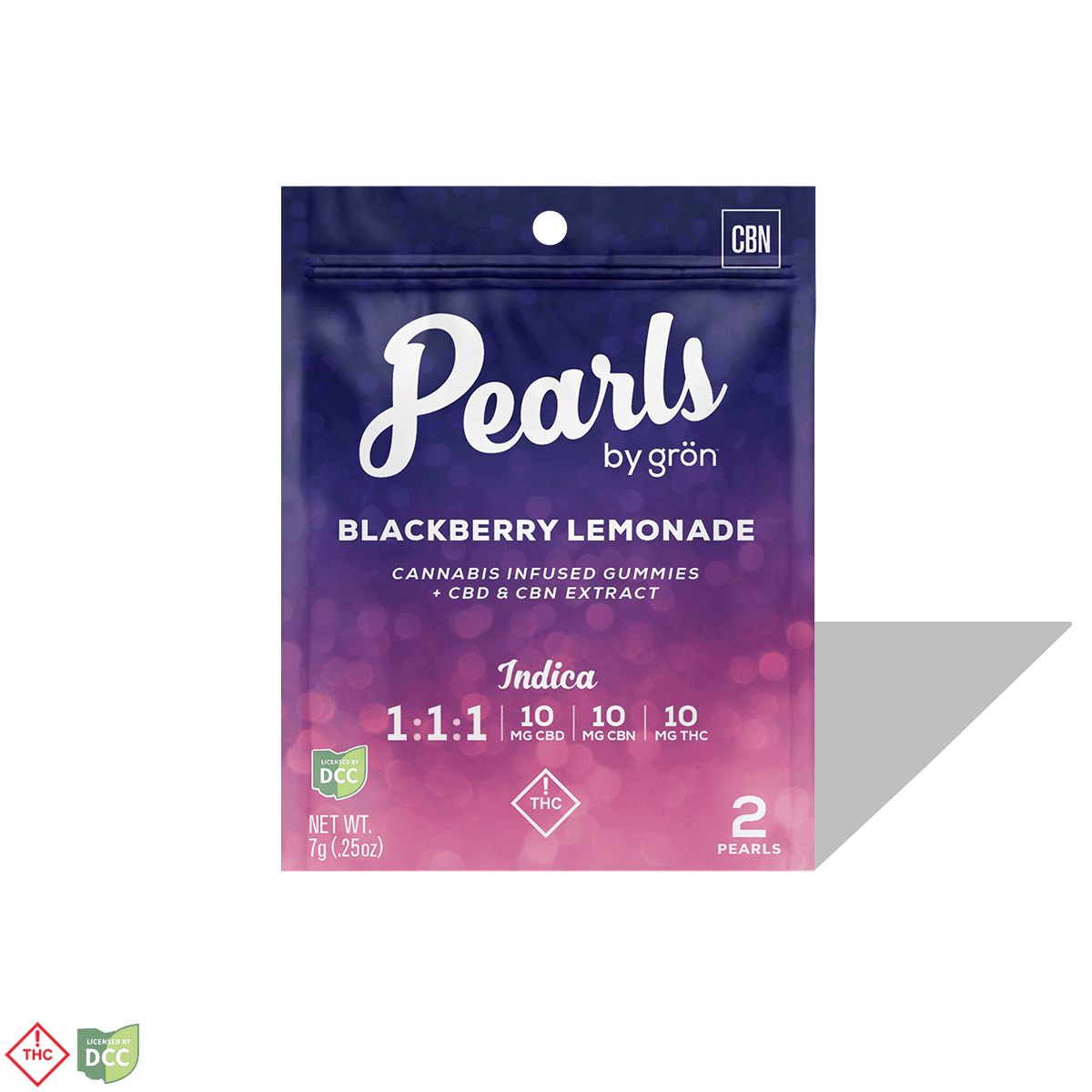 Gron - Blackberry Lemonade 1:1:1 CBN:CBD:THC - Gummy Pearls - 20mg 2pk