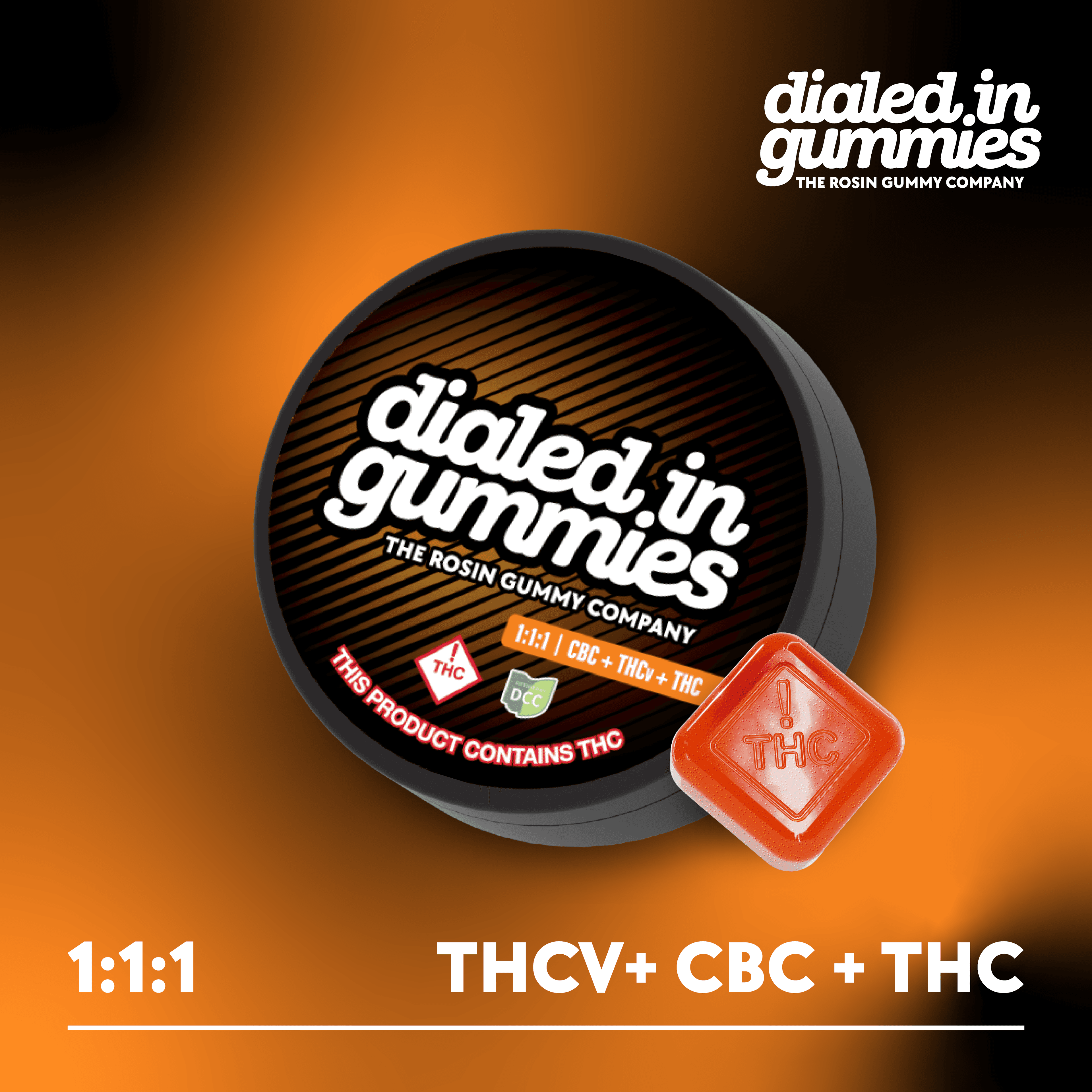 Dialed In: 1:1:1 THCV:CBC:THC Blood Orange - Rosin Gummies 20pk