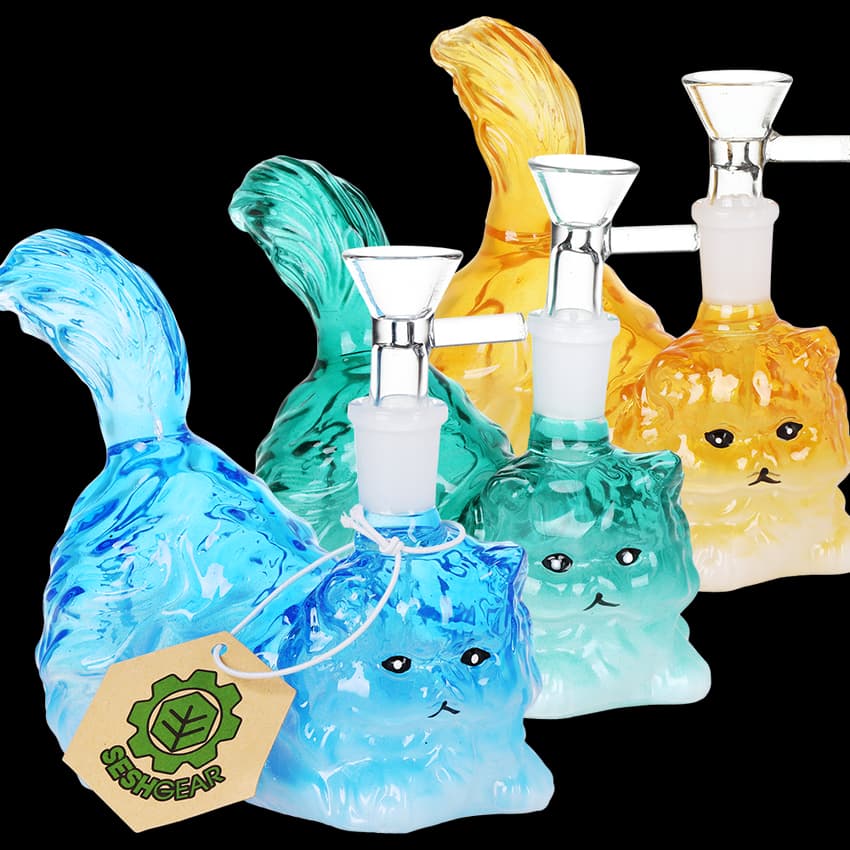 Furry Kitty Glass Water Pipe