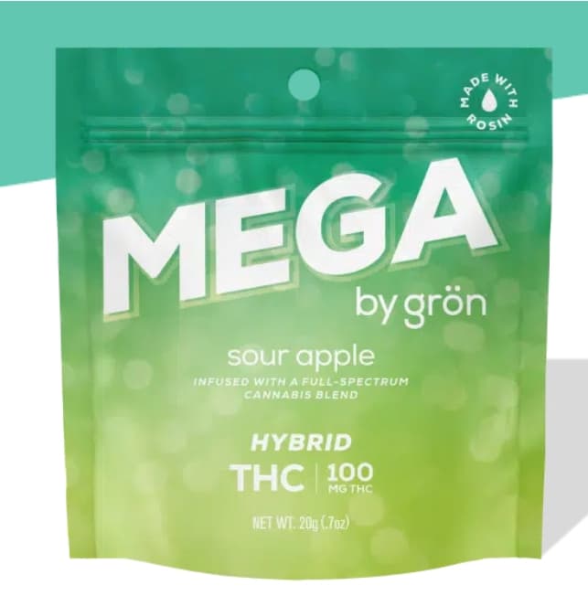Mega Sour Apple Gummies 99mg (2-Pack | 49.5mg Each)