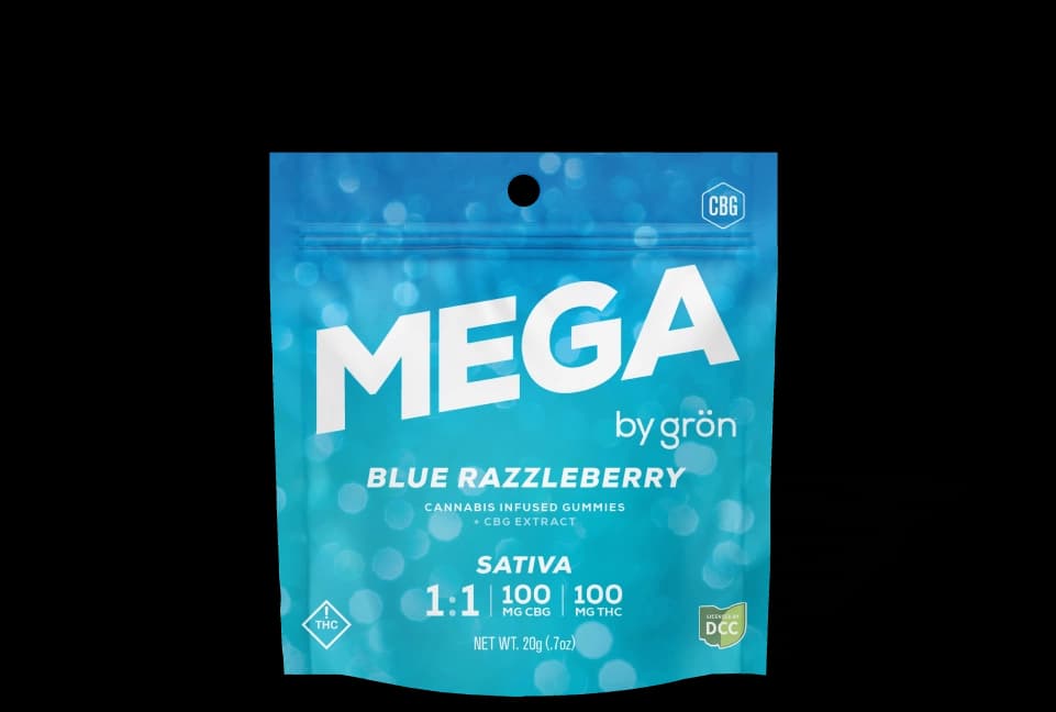 Blue Razzleberry Mega Pearls 1:1 CBG 100mg | 2pk