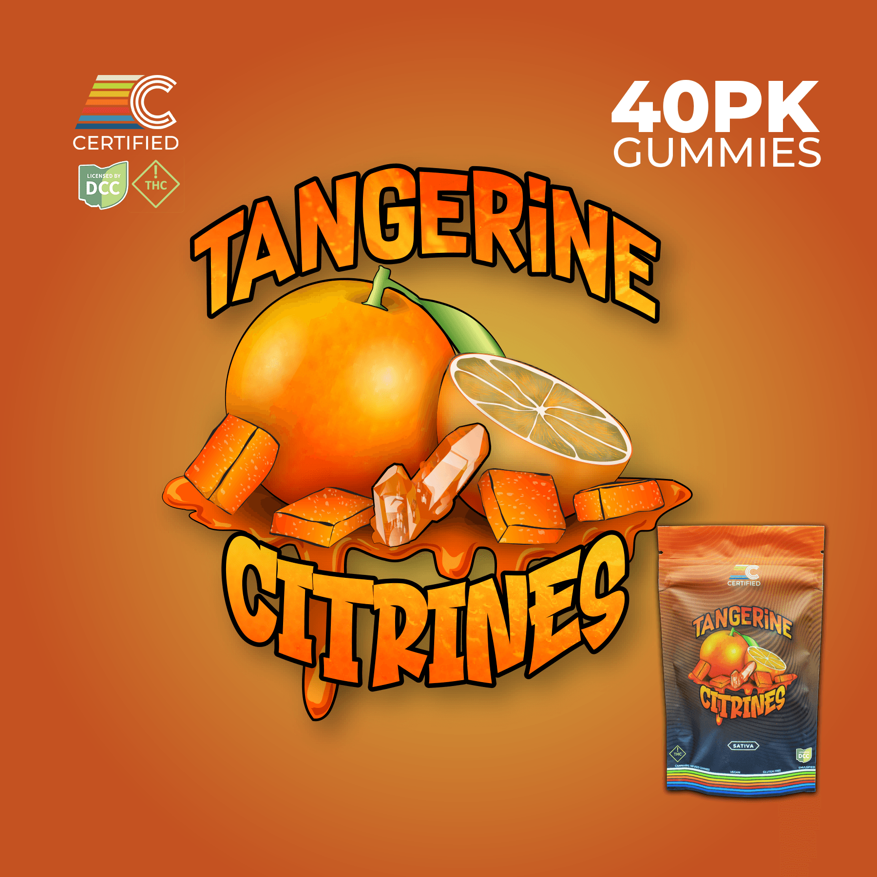 Tangerine Citrine Gems | 40pk 400mg Gummies