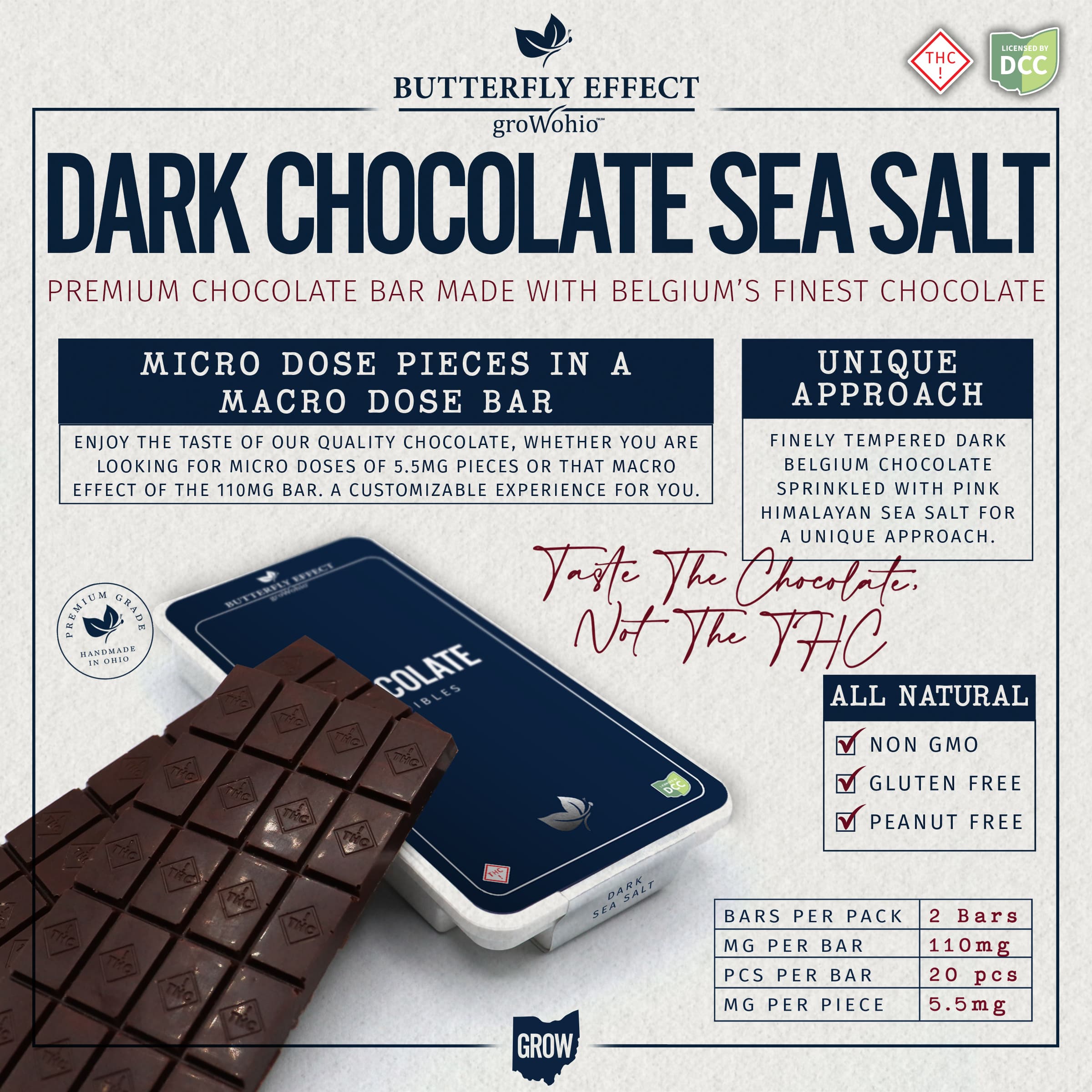 Dark Chocolate Sea Salt - 220mg 40pk Chocolates