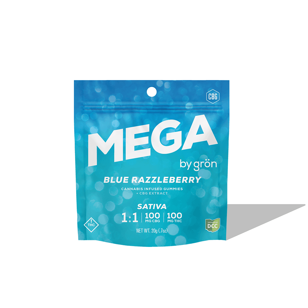 Gron | 1:1 THC:CBG Blue Razzleberry Mega Gummies