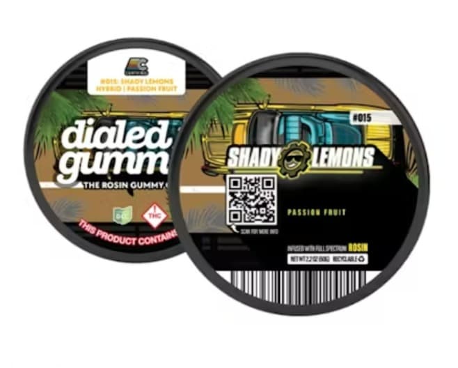 Dialed In Certified Shady Lemons (H) Passion Fruit Rosin Gummies 10mg 10pk