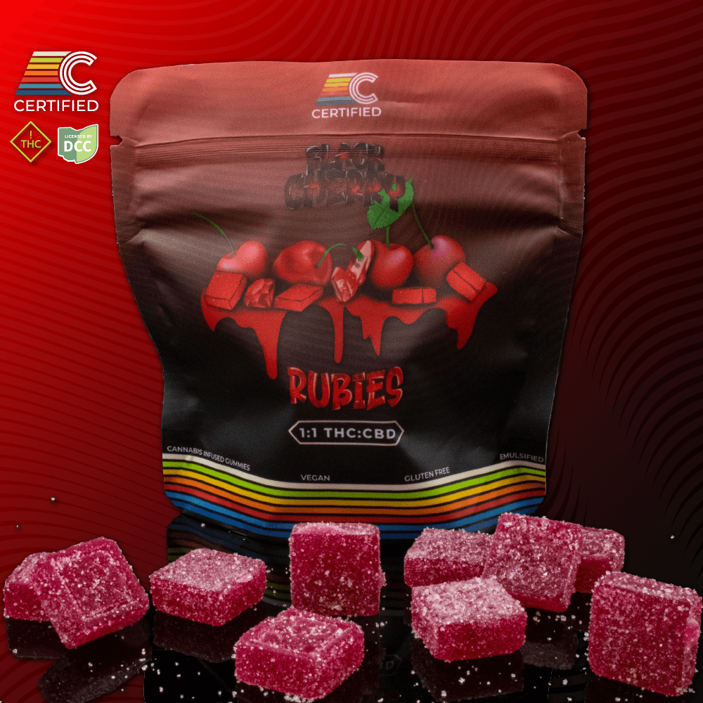 Gummies - Black Cherry Rubies 1:1 THC:CBD 100mg