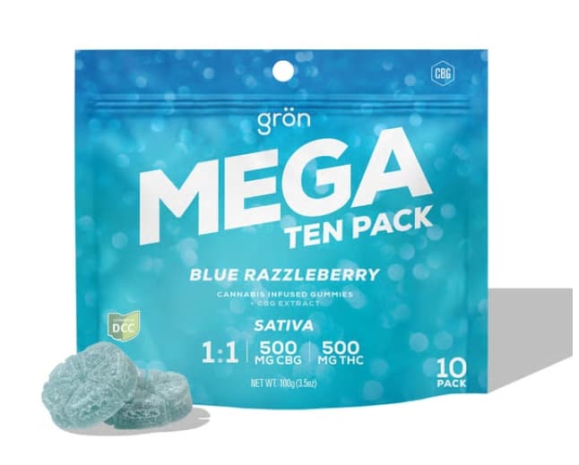 Blue Razzleberry MEGA | 1:1 CBG:THC | 10 x 50mg