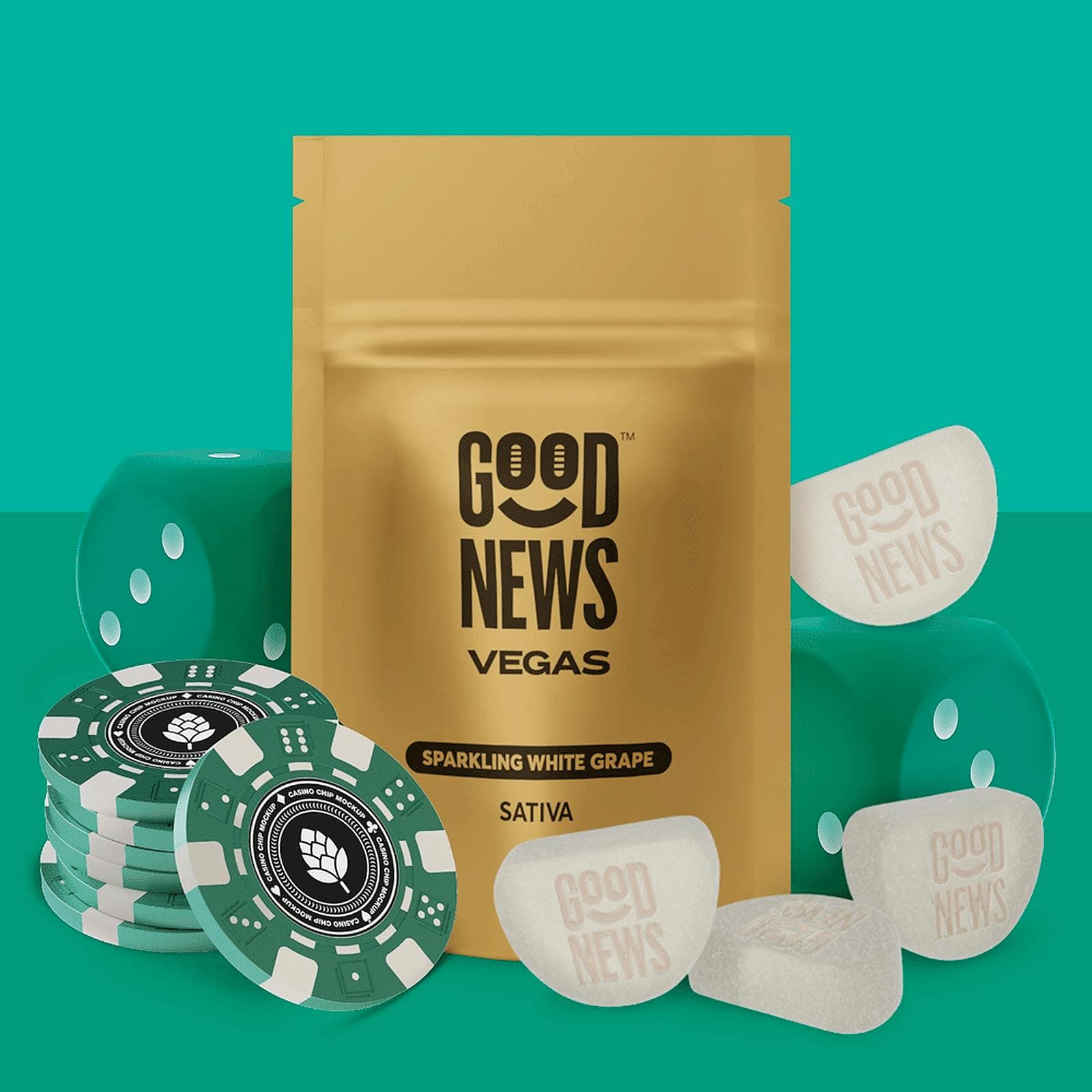Gummies 20pk 5mg THC + 10mg CAFFEINE (100mg) Vegas  (Sparkling White Grape)