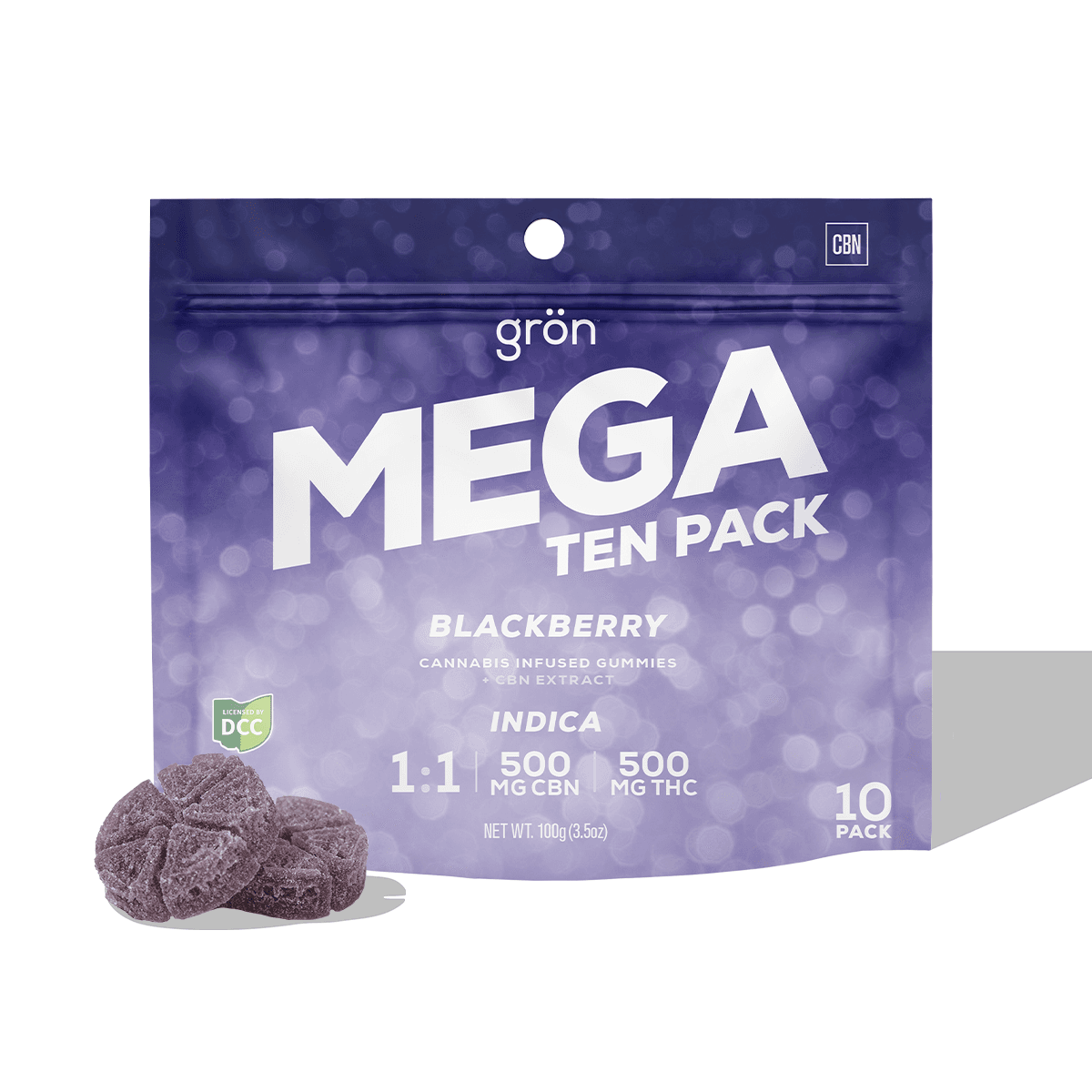 Gron: 1:1 CBN Blackberry Mega - Gummies 10pk 505mg
