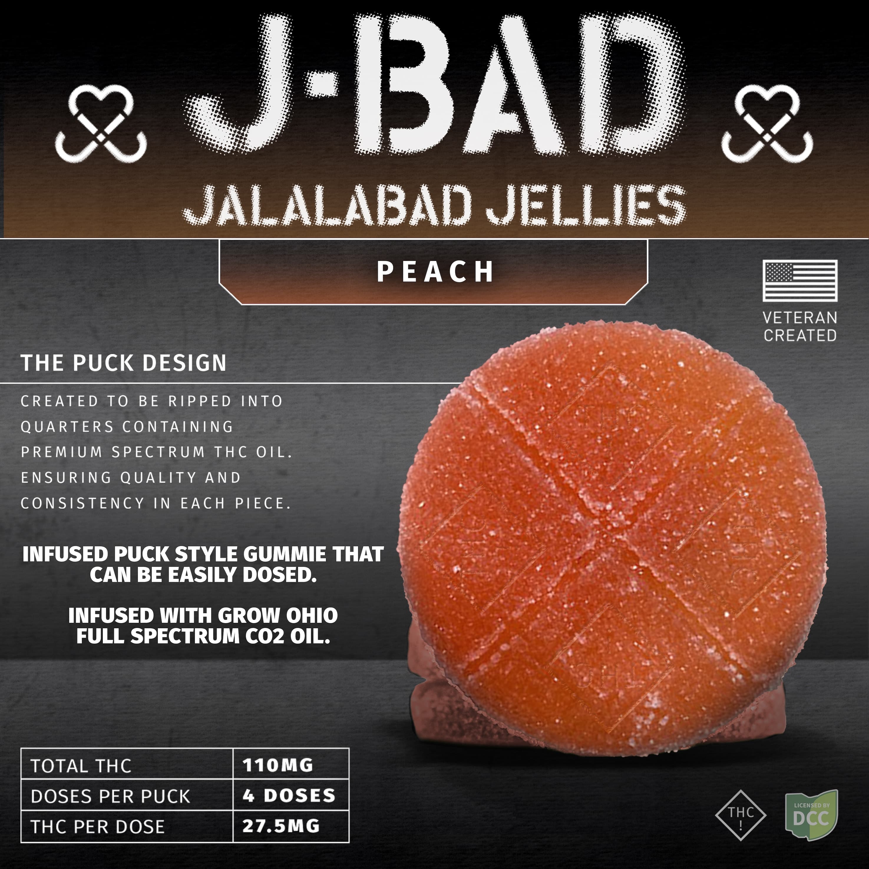 Peach - Gummies - 110mg - 4pk - JBAD