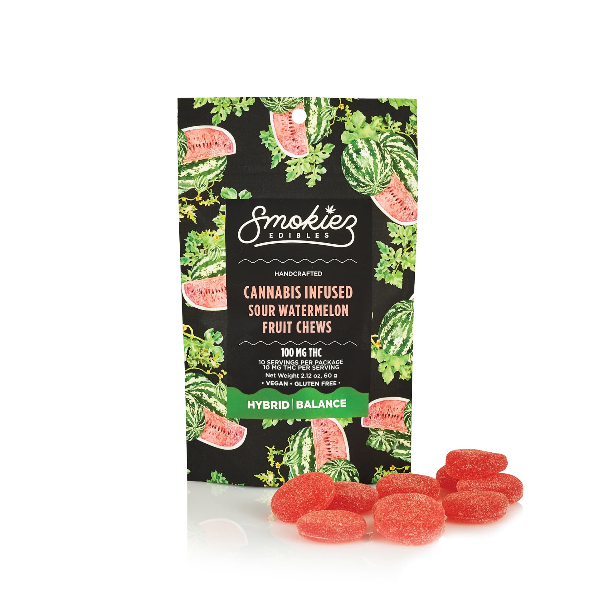 Watermelon Sour Gummies - 10 Pieces/100mg (Hybrid)