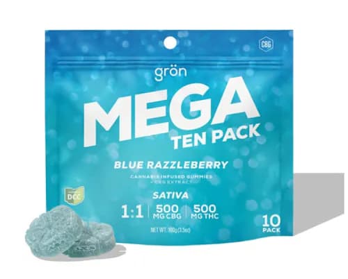Gron | 1:1 CBG Blue Razzleberry Mega Pearl  | 10pack | 550mg