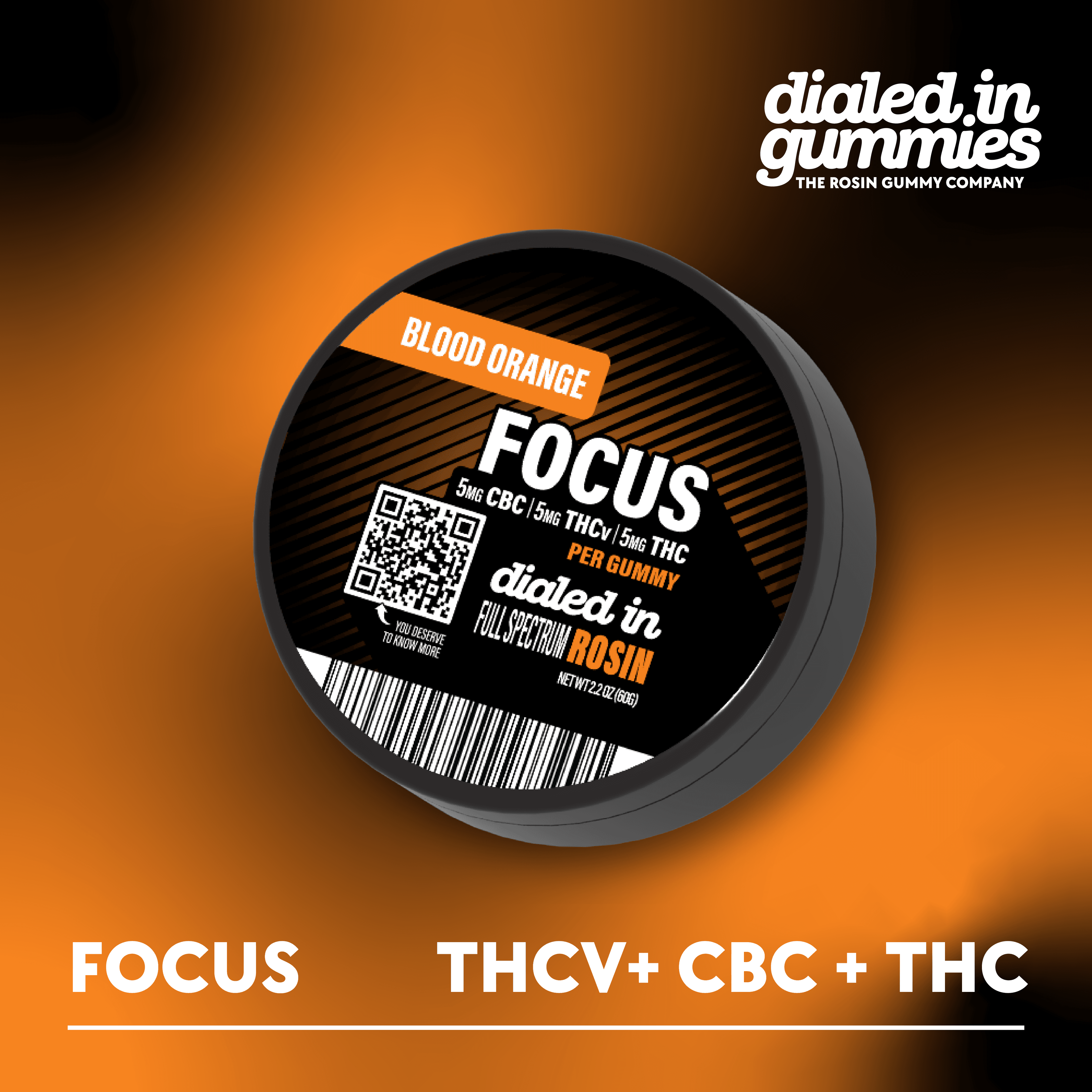100mg - Blood Orange 1:1:1 Focus - Rosin Gummies (20pk)