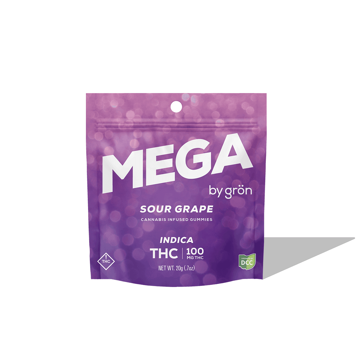 Gron edibles Sour Grape Mega Pearl 100mg -2pk, 10 Servings