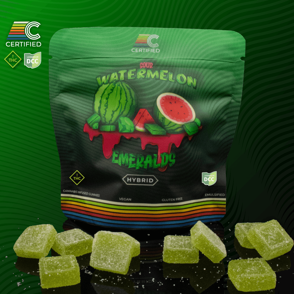 Gummies - Sour Watermelon Emeralds (H) (10pk) 100mg