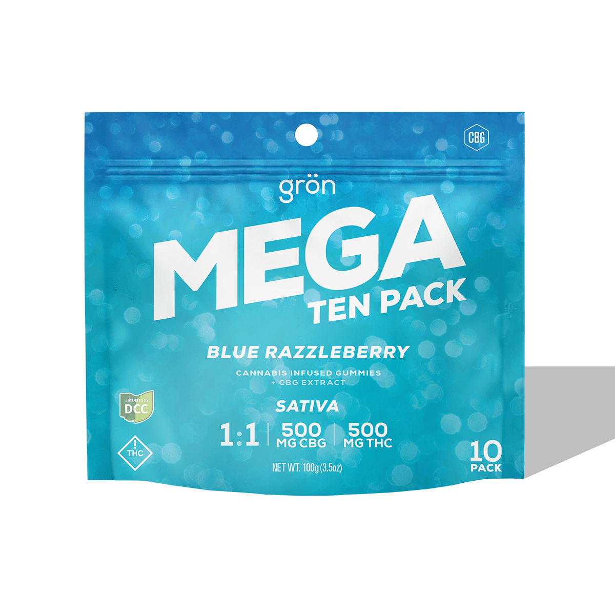 Blue Razzleberry Mega Pearl 1:1 THC:CBG 550mg -10pk