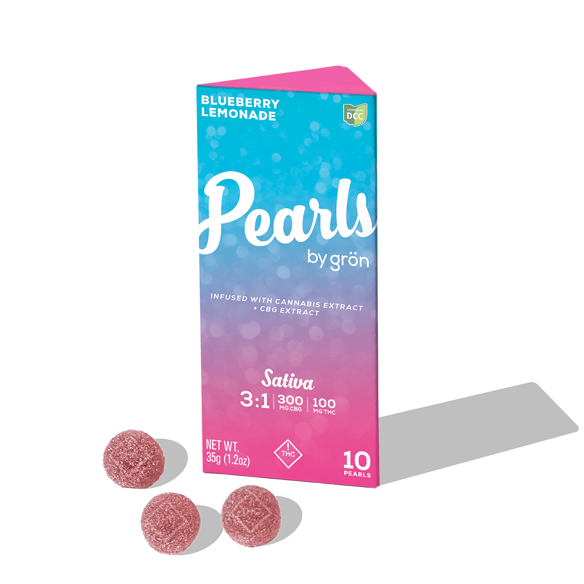 GRON - BLUEBERRY LEMONADE PEARLS 3:1 CBG / THC - GUMMIES - [100MG THC / 300MG CBG] - 10PK - SATIVA