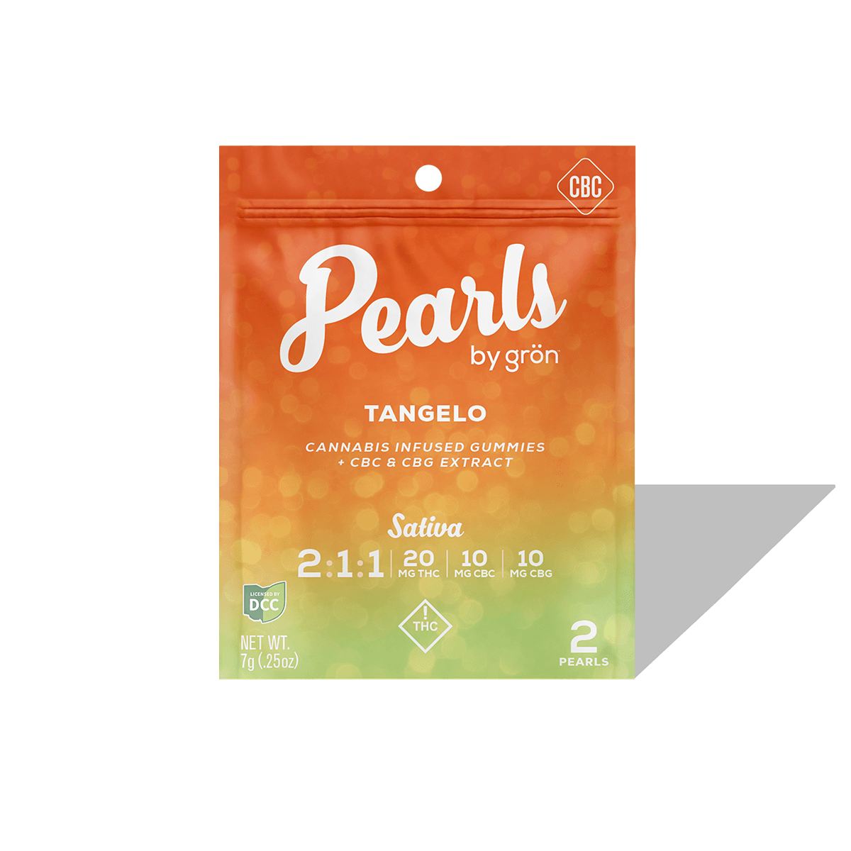 GRON - TANGELO PEARLS 2:1:1 THC / CBC / CBG - GUMMIES - [20MG THC / 10MG CBC / 10MG CBG] - 2PK - SATIVA
