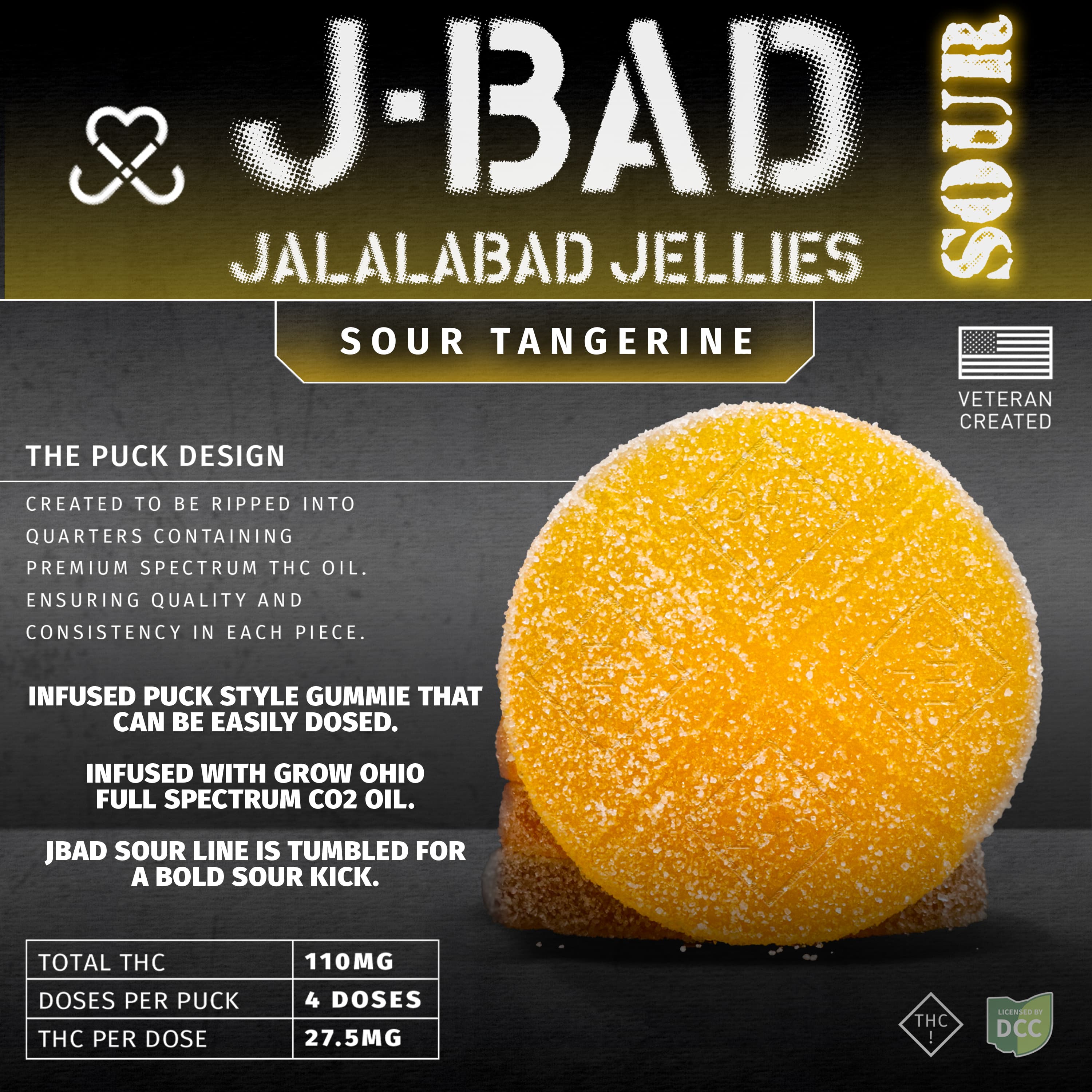J-Bad | Sour Tangerine 4pc | 110mg Gummies