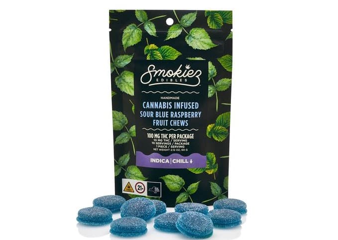 Sour Blue Raspberry Indica  100mg THC Fruit Chews