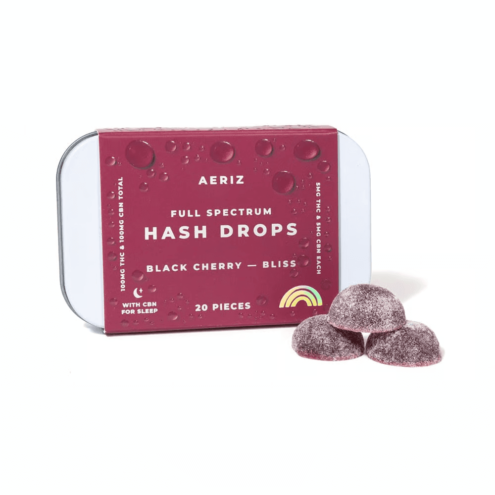 AERIZ Hash Drops 100mg: Black Cherry 1:1 THC:CBN 20pc