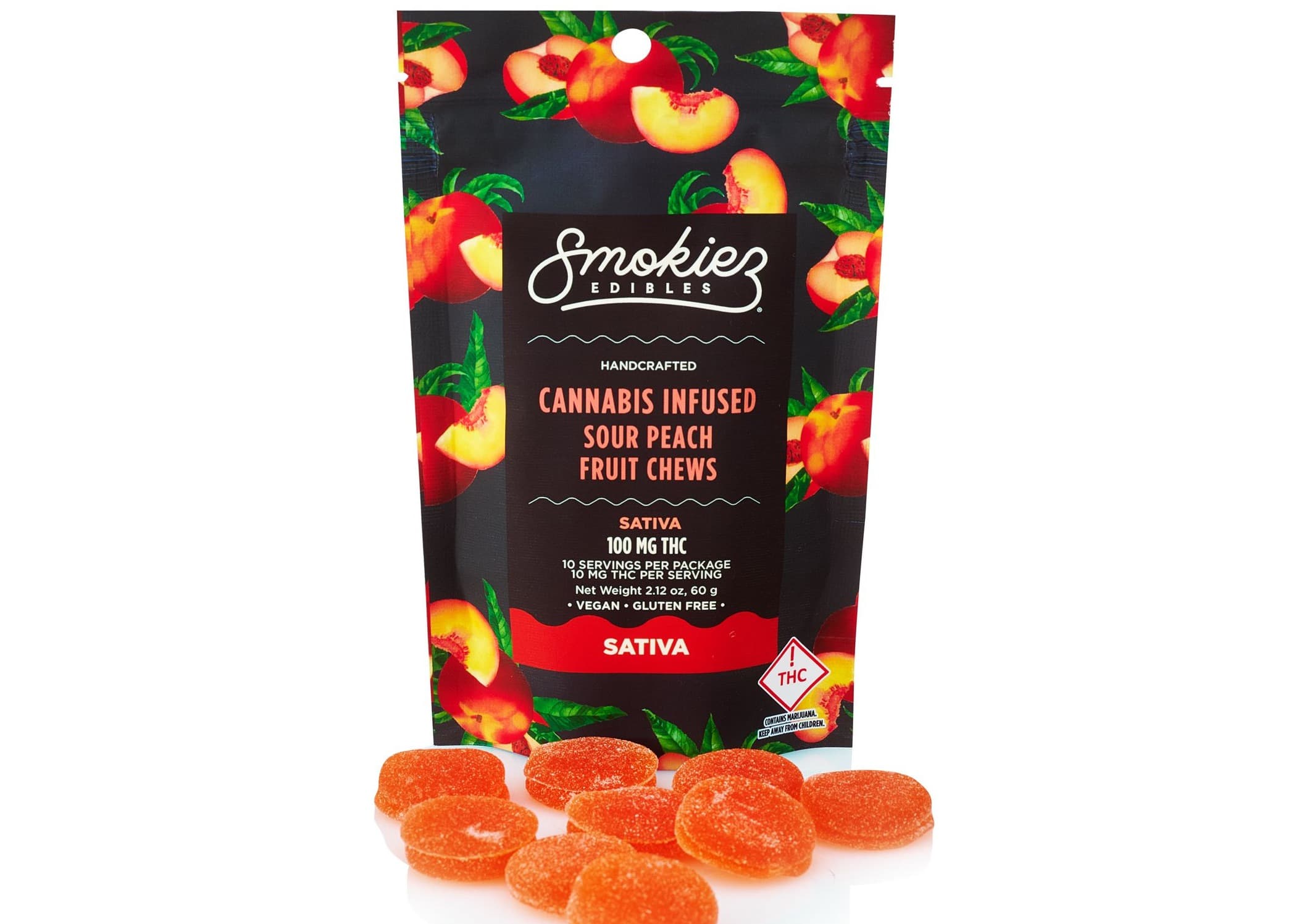 Sour Peach Gummies 10pack 100mg | Sativa